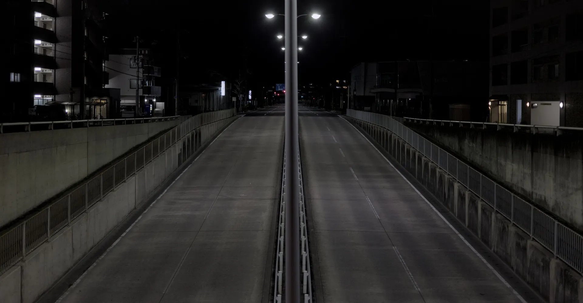 Connected street lighting at night